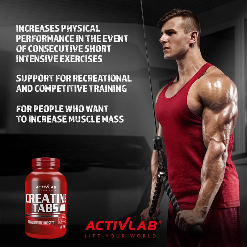 Activlab Creatine Tabs 120 tabs | Pomegranate | 4000mg Monohydrate | Muscle Building, Bodybuilding, Fitness, Cross-Fit | Boost Power, Endurance, Strength | Weightlifting, Powerlifting Gym Supplement - BeesActive Australia