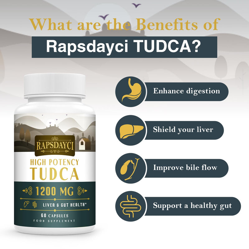 Ultra Strength TUDCA (1200mg Per Serving), 60 Capsules - Tauroursodeoxycholic Acid, Liver Support Supplement, Enhances Proper Bile Production, Boosts Digestion and Immune System Support Pack of 1 - BeesActive Australia