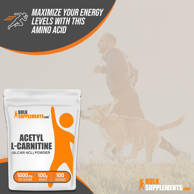 BULKSUPPLEMENTS.COM Acetyl L-Carnitine Powder - ALCAR HCl, Carnitine Supplement, Acetyl L-Carnitine 1000mg - ALCAR Powder, Unflavored & Gluten Free, 1000mg per Serving, 100g (3.5 oz) 3.5 Ounce (Pack of 1) - BeesActive Australia