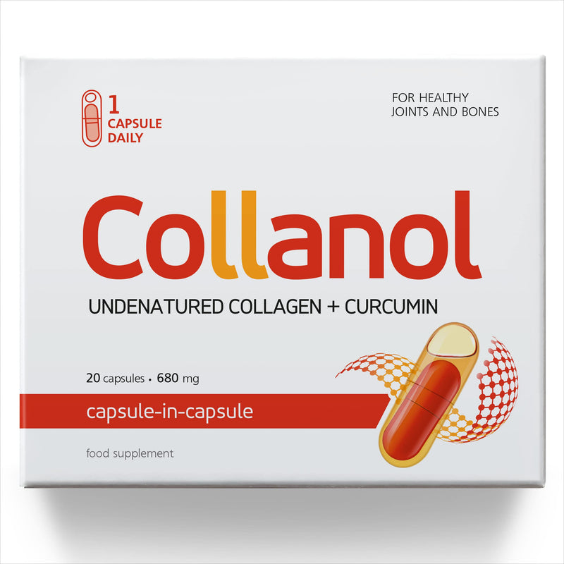 Collanol - Innovation in The Care of Healthy Joints - Liquid Formula in a Double Capsule 3D Collagen + micellar Extract of Turmeric Roots 1 Capsule/Day. Laboratory Tested (Pack of 1) Pack of 1 - BeesActive Australia
