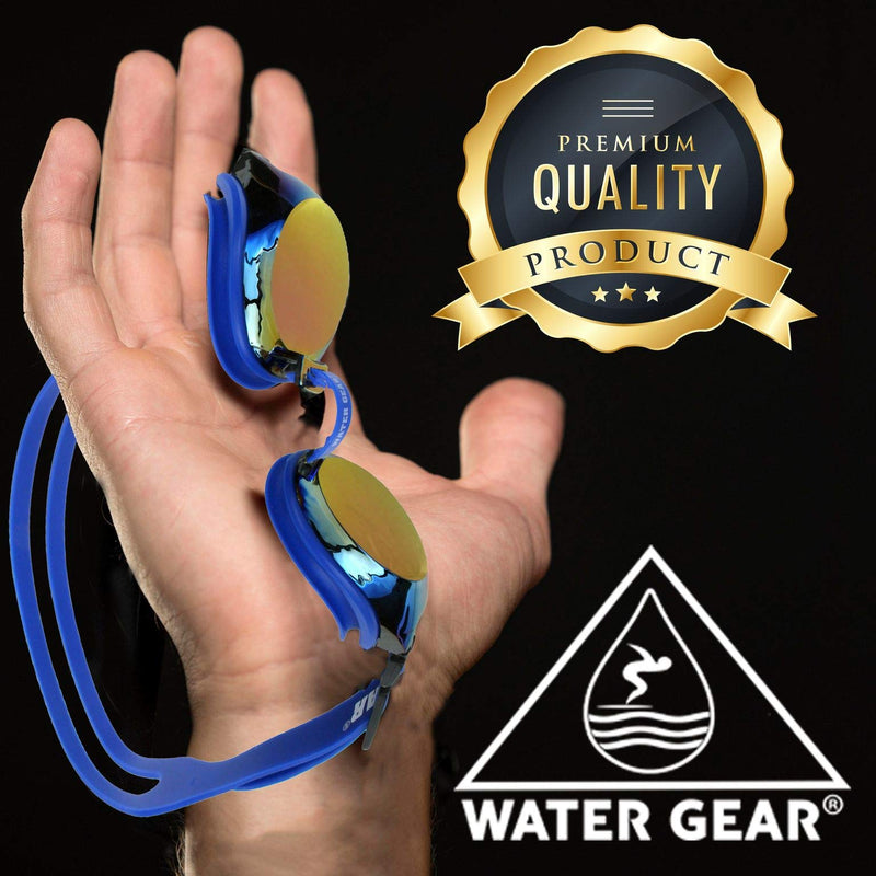 Water Gear Finalist Swim Goggles - Anti-Fog Junior fit for Competition - Great for Pool and Diving Metallic Blue - BeesActive Australia