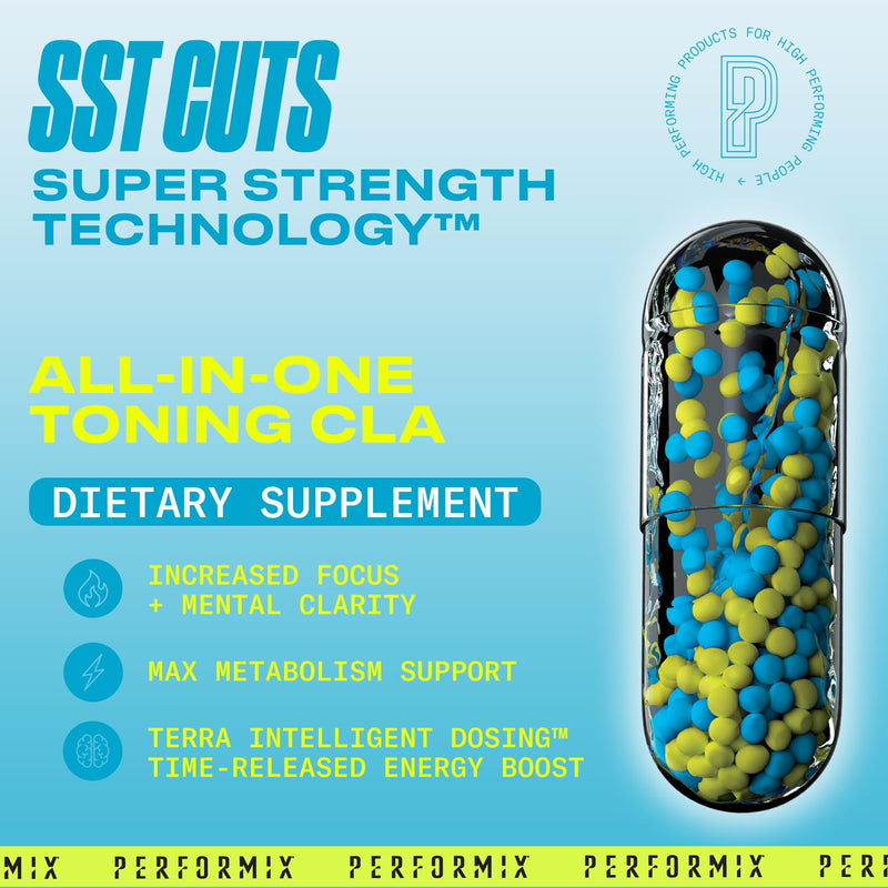 Performix - SST Cuts - Thermogenic with CLA - Energy, Focus & Mood - Metabolism Support - Hunger Control - Nootropic - Caffeine, Zychrome & Teacrine - Pre Workout - Men & Women - 160 Servings - 2 Pack 80 Count (Pack of 2) - BeesActive Australia