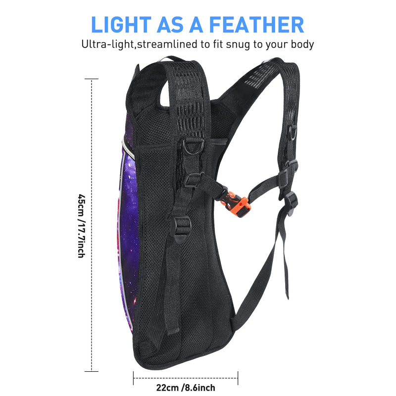 Hydration Pack,Hydration Backpack with 2L Hydration Bladder Lightweight Insulation Water Pack for Festivals,Raves, Hiking, Biking, Climbing, Running and More Purple Starry - BeesActive Australia
