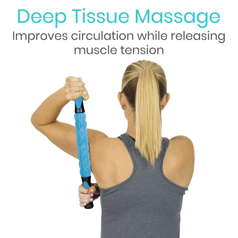 Vive Muscle Roller Stick - Body Massage for Deep Tissue - Massager for Sore Back, Neck, Leg, Foot, Arm, Yoga Exercise - Firm Rolling Tool for Workout, Runners, Athletes, Trigger Point Soreness Relief Black and Blue - BeesActive Australia