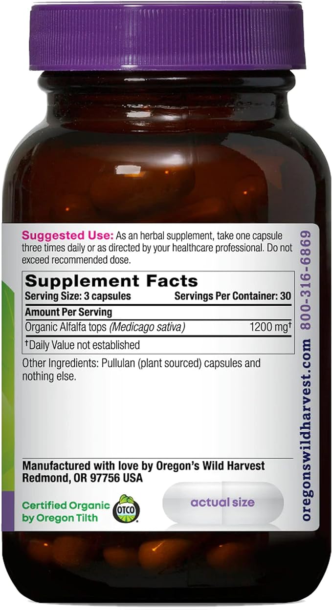 Oregon's Wild Harvest, Alfalfa, 90 Non-GMO Veggie Caps - BeesActive Australia