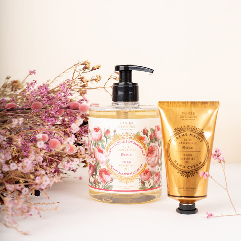 Panier des Sens - Marseille Liquid Hand Soap – Rose Hand Wash - Moisturizing Soap with Coconut Oil - Bathroom & Kitchen Refillable Soap - 97% Natural Ingredients Made in France - 16.9 Fl.oz - BeesActive Australia