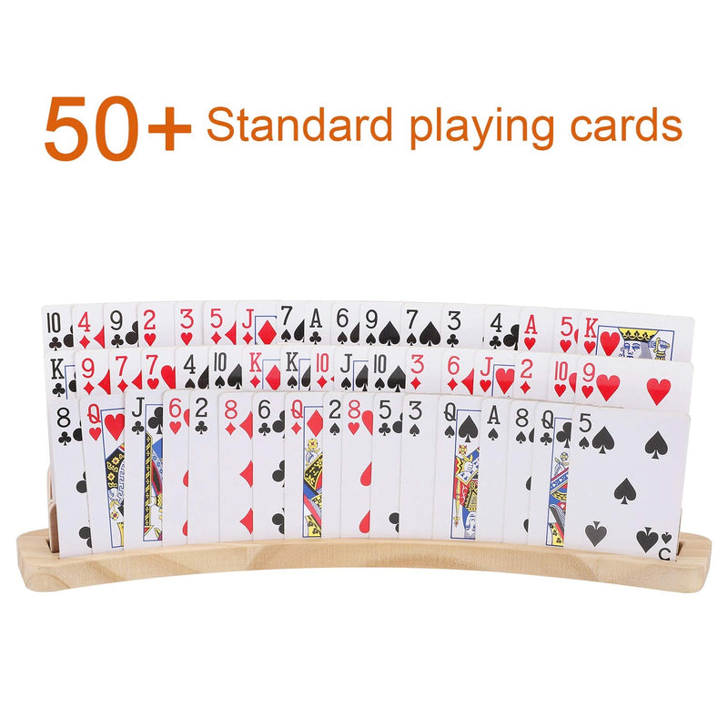 Exqline Curved Wooden Playing Card Holder Tray Rack Organizer Set of 2 Solid Card Holder for Kids Seniors - 13.8 x 1.9 x 2.4 Inch for Bridge Canasta Strategy Card Playing - BeesActive Australia