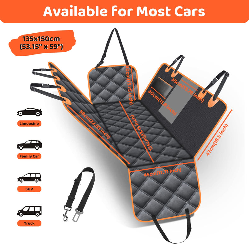 KYG Dog Car Seat Cover 100% Waterproof Car Seat Cover for Back Seat with Mesh Visual Window Car Seat Protector for Dogs Durable Nonslip Dog Hammock for Universal Cars Trucks and SUVs - BeesActive Australia