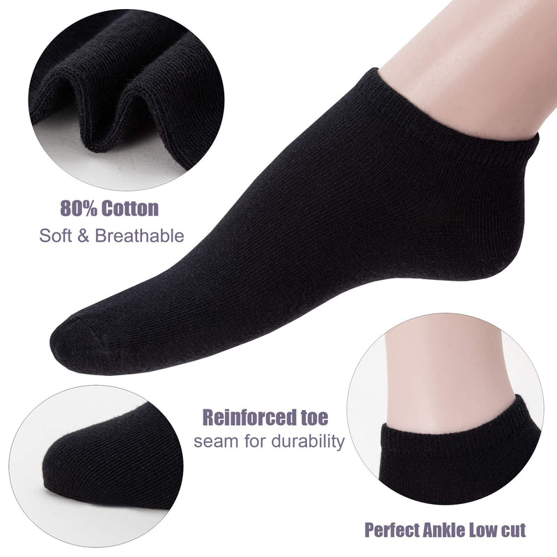 Luriesal No Show Socks for Women Ladies Colorful Short Ankle Socks Cotton Every Day Athletic Low Cut Socks C-black-6pack - BeesActive Australia