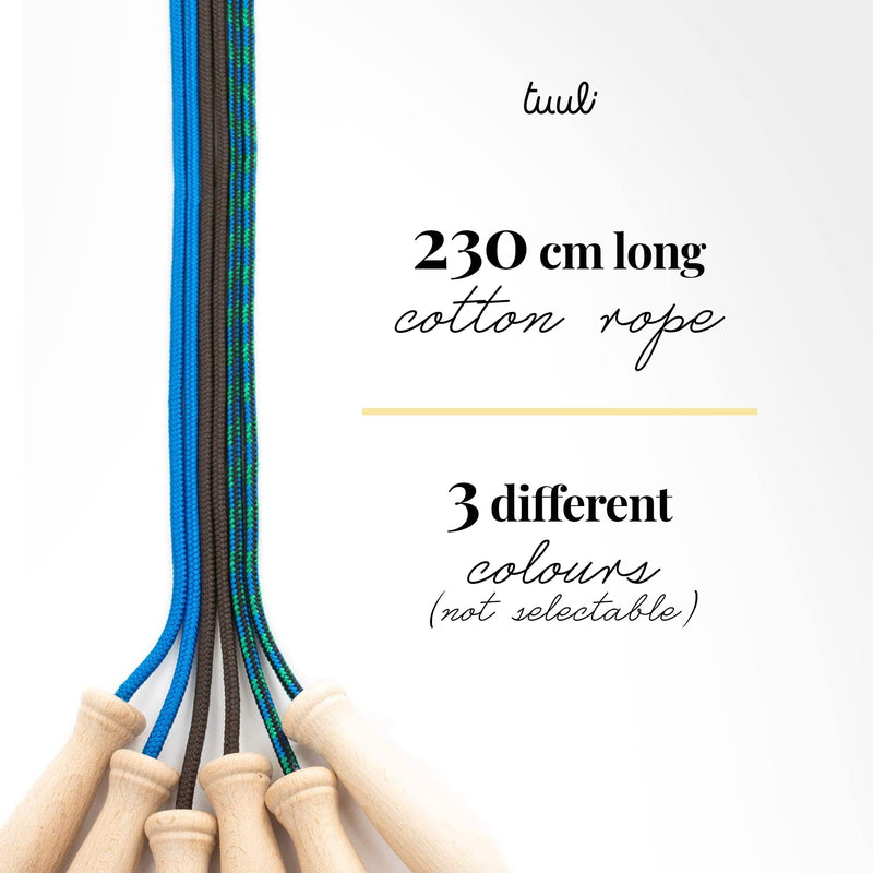 Tuuli Accessories – Jump Rope with Wooden Handles and Cotton Rope, Skipping Rope for All Ages, Exercise Tool for Fitness, 230 centimeters - BeesActive Australia