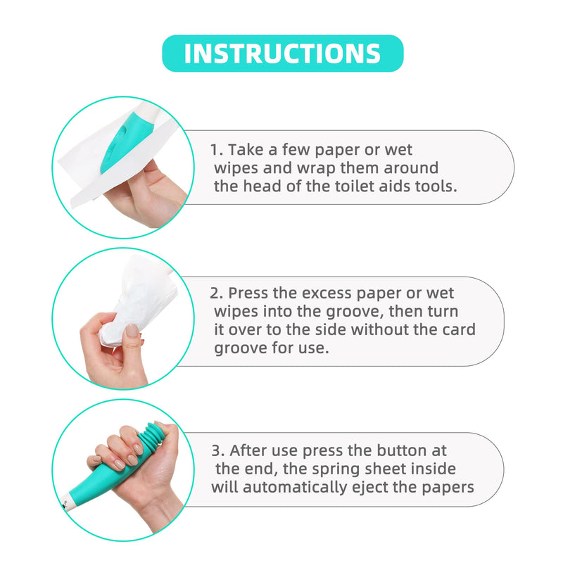 Toilet Aids Tools,Long Reach Comfort Wipe,Extends Your Reach Over 15" Grips Toilet Paper or Pre-Moistened Wipes - BeesActive Australia