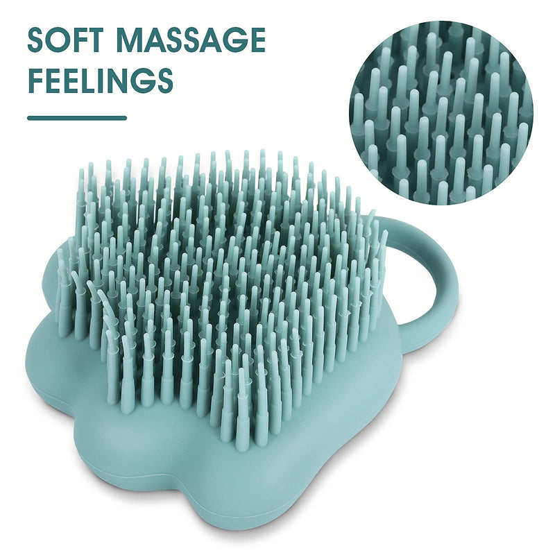 Molain Dog Cat Bath Brush Comb Silicone Rubber Dog Grooming Brush Silicone Puppy Massage Brush Hair Fur Grooming Cleaning Brush Soft Shampoo Dispenser(blue paw shape) Blue - BeesActive Australia