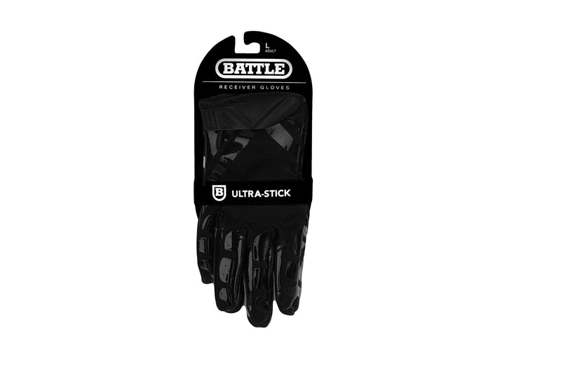 [AUSTRALIA] - Battle Double Threat Football Gloves – Ultra-Tack Sticky Palm Receivers Gloves – Pro-Style Receiver Gloves, Adult and Youth Black/Black Adult X-Large 