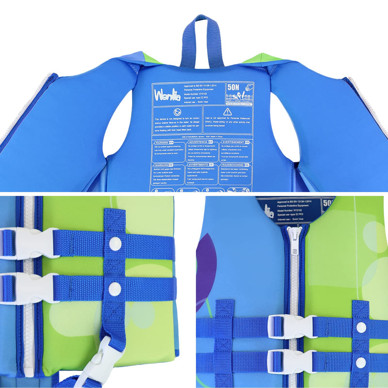 Wenlia Kids Swim Vest, Childrens Swimming Float Jacket Neoprene Swimsuit, Girls Boys Float Vest Buoyancy Swimwear for Learn to Swim/3-8Years/29-57KG Blue-Green Small - BeesActive Australia