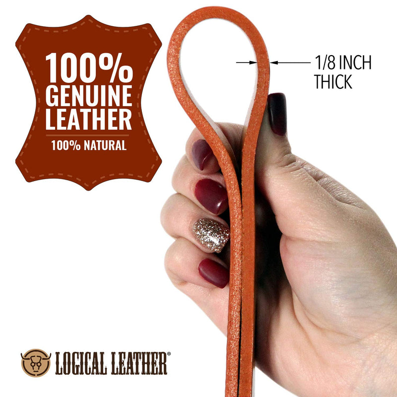 Logical Leather 6 Foot Braided Dog Leash - Heavy Duty Full Grain Leather Lead; Best for Training Orange - BeesActive Australia