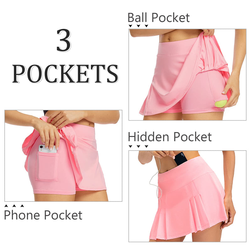 Tennis Skirt for Women Athletic Skort Pleated Skirt Workout Running Skirt Golf Skirts for Women Pleated Mini Skirt Small Upgrade Light Pink - BeesActive Australia