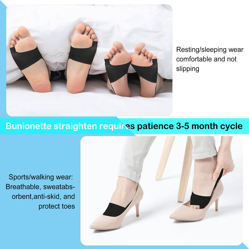 DYKOOK Tailors Bunion Corrector 1Pair Bunionette Sleeves Built-in Gel Pads Silicone Cover Guard With Non-slip Strap to Relief Bunion Pinky Toe Pain, Straighten Bunionette,Overlapping toe(Black-Large) L Black - BeesActive Australia