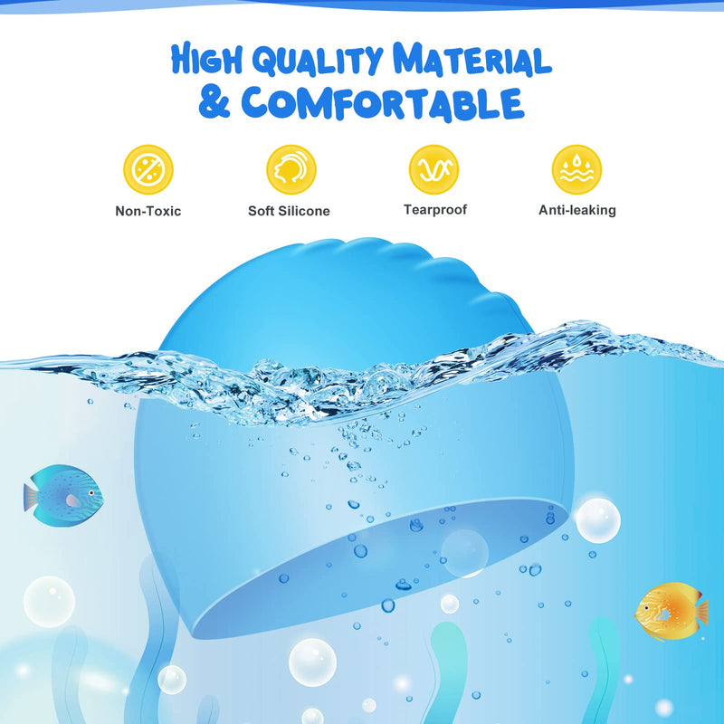 Swim Cap Kids, 2 Pack Durable Silicone Swimming Caps for Kids Youths, 3D Ergonomic Design Fit for Children and Teens (Age 3-8), Comfortable Fit for Long Hair & Short Hair - BeesActive Australia