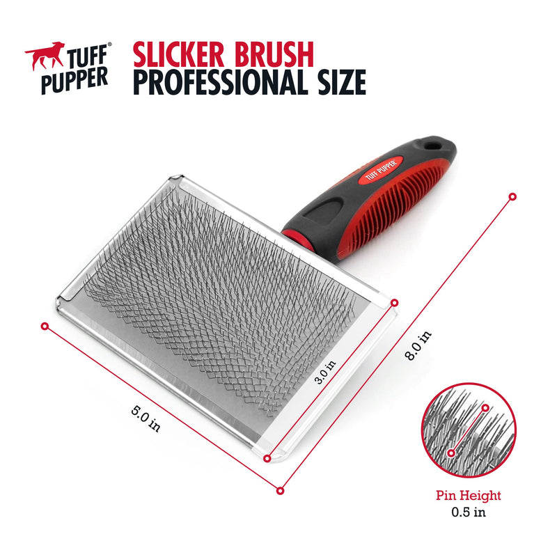 Tuff Pupper Slicker Dog Brush | Large Comb Head for Large & Medium Dogs | Pet Grooming Brush for Shedding Coat Fur | Gently Remove Tangled, Loose Undercoat and Mats Hair | Pet Grooming Brush Tool - BeesActive Australia