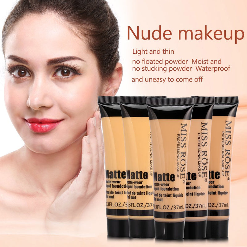 MISS ROSE Smooth Makeup Base Face Liquid Foundation, Matte Wear Concealer Sun Block Cream, Full Coverage Foundation(#6) #6 - BeesActive Australia