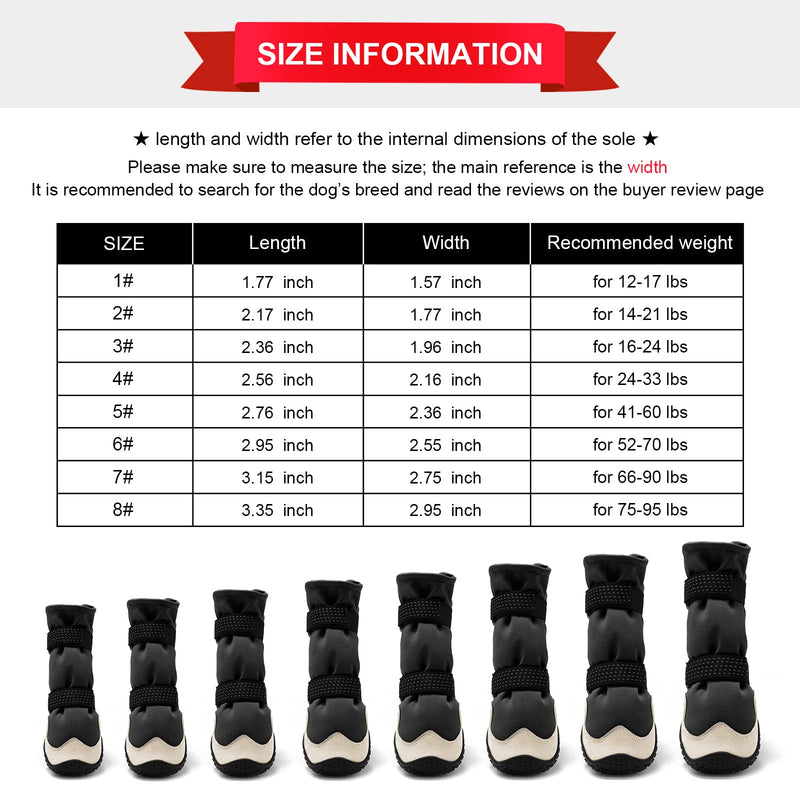 Anti-Slip Dog Snow Boots Waterproof Dog Shoes for Small Medium Large Dogs with Reflective Straps Pet Dog Boots for Hiking.4Pcs Soft Breathable Paw Protectors for Dogs Outdoor Night Use Black gray Size 6:2.95''x2.55''(L*W) - BeesActive Australia
