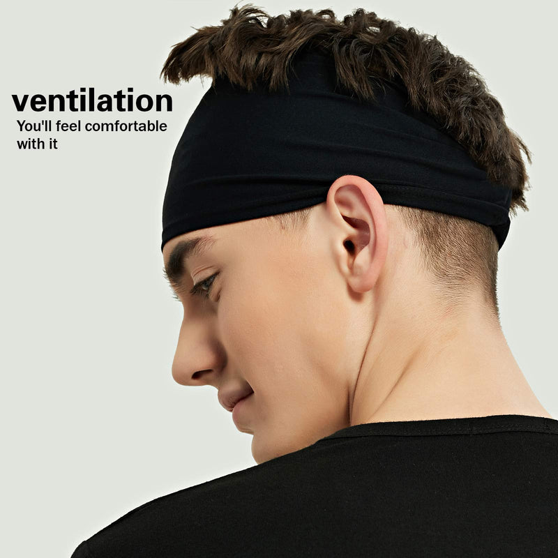 Pilamor Sports Headbands for Men (5 Pack),Moisture Wicking Workout Headband, Sweatband Headbands for Running,Cycling,Football,Yoga,Hairband for Women and Men Gray, Green, White, Blue, Black - BeesActive Australia
