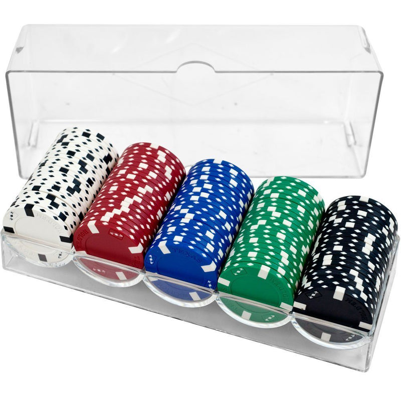 Brybelly Acrylic Poker Chip Tray with Cover - Holds 100 Chips - BeesActive Australia