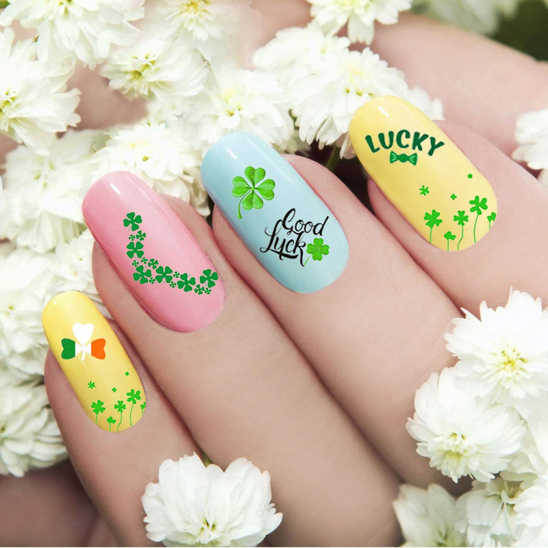 Kalrus 1000+Patterns St. Patrick’s Day Nail Sticker Luck of The Irish Nail Art Stickers Decals Shamrock Nail Decorations for Kids Girl Women Self-Adhesive Nail Tips False Nail Sticker Design 12 Seets - BeesActive Australia