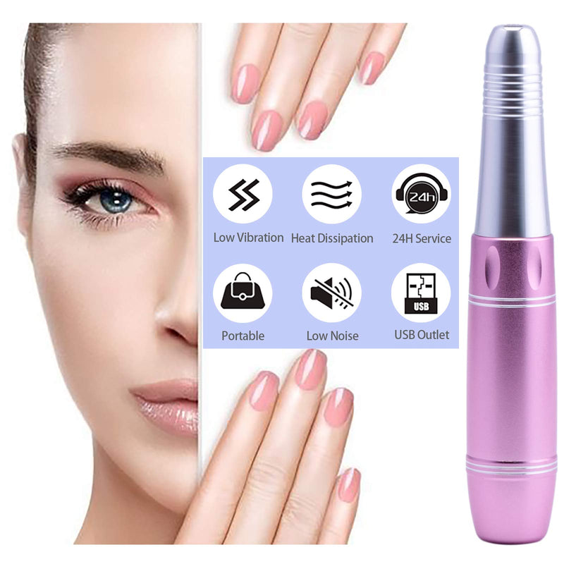 Unicam Electric Nail Drill for Acrylic Nails, Gel Polishing Shape Tools, Portable Nail Decoration Tool Kit with 56pcs Sanding Bands, Pink, 1 Count (Pack of 56) - BeesActive Australia