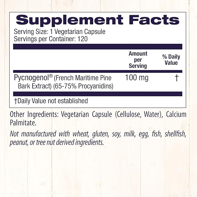 Healthy Origins (Super Value Size) Picnogenol 3.4 oz (100 mg) 120 Tablets (French Coast Pine Bark Extract) - BeesActive Australia