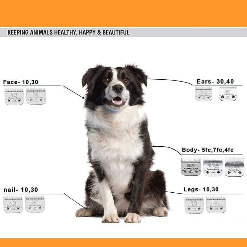 Detachable Pet Dog Clipper Blades,Compatible with Andis , Oster A5, Wahl KM Series Clippers,Made of Ceramic （#10/30 Blade 1/100-Inch 0.25MM Cut Length） - BeesActive Australia