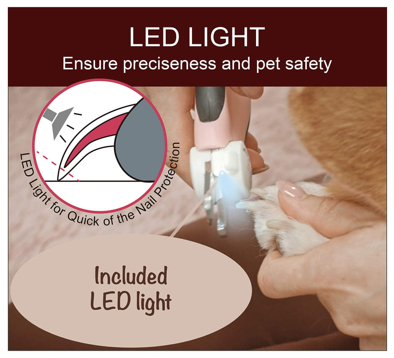 CLAWESY LED Dog Nail Clippers, Cat Nail Clippers, Dog Clippers, Quick Finder Dog Nail Clippers, Cat Nail Clippers with Safety Guard, Dog Nail Clippers with Light, Cat Nail Clippers pink - BeesActive Australia