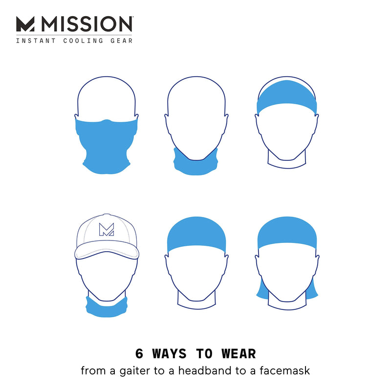 MISSION Cooling Youth Neck Gaiter 6+ Ways To Wear, Face Mask, UPF 50, Cools when Wet 2 Pack- Black & Charcoal - BeesActive Australia