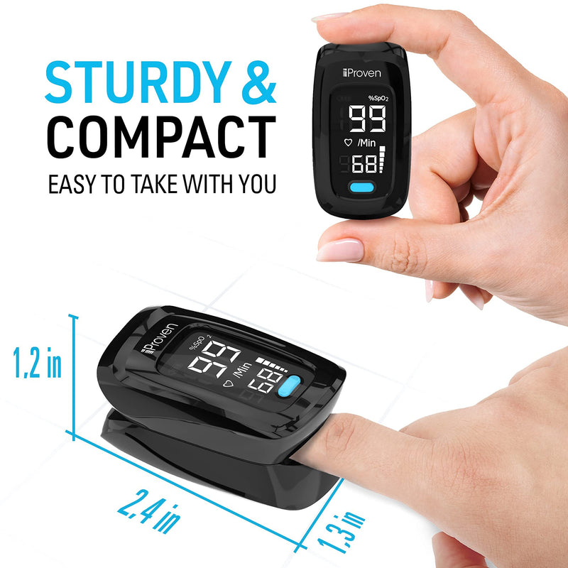 iProven - Oxygen Saturation Monitor, Fingertip Pulse Oximeter, Monitor Your Heart Rate and O2 Level, Clinically Accurate (Black) Black - BeesActive Australia