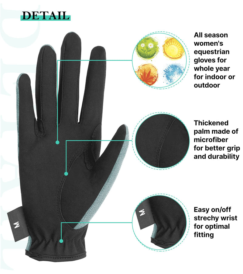 Thapower Women Horse Riding Gloves Winter Equestrian Horseback Gloves Lady Youth Girl Outdoor Star Pattern Mitts Perfect for Biking Cycling Gardening Greyish Green Small - BeesActive Australia