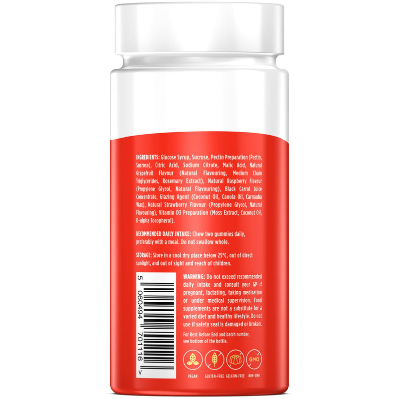 High Strength Vitamin D3 Gummies 3000 IU by Wellgard - 60 Vegan Vitamin D Gummies Adults, Chewable Vitamin D, Mixed Berry Flavour Adult - BeesActive Australia