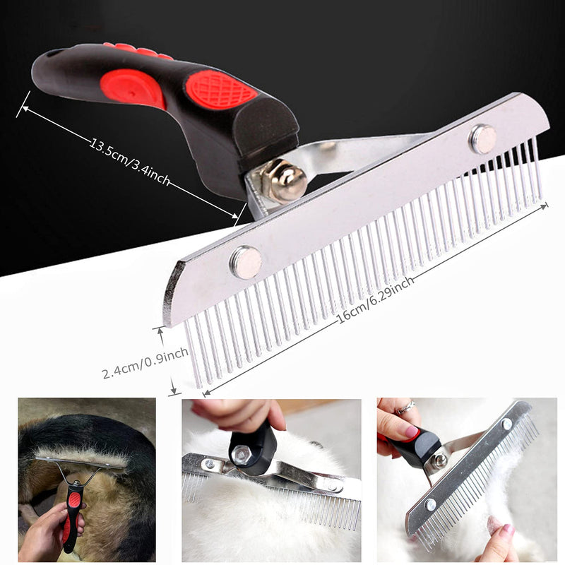 Grooming Rake Undercoat Brush for Dogs Long Hair, Long Tooth Undercoat Rake + Stainless Steel Dog Comb, Deshedding Tool Set for Husky Long-haired Cats - BeesActive Australia