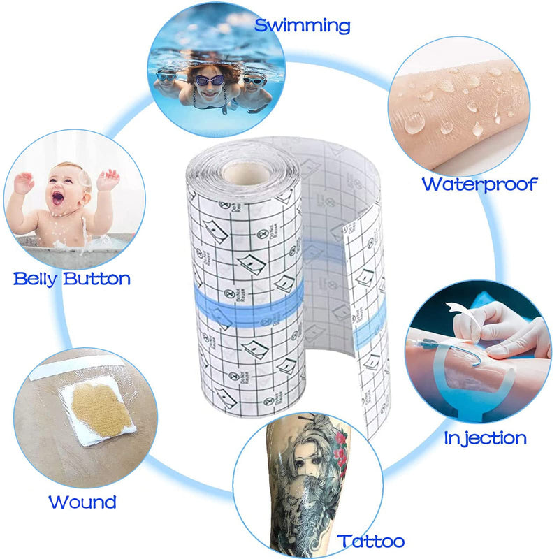 Tattoo Aftercare Waterproof Bandage，Stretch Adhesive Bandage, Transparent Waterproof Adhesive Bandage Tape,Clear Second Skin Protection for Plastic Cover,Wound Dressing,Protective Shield（15cm x 2m） One Size - BeesActive Australia