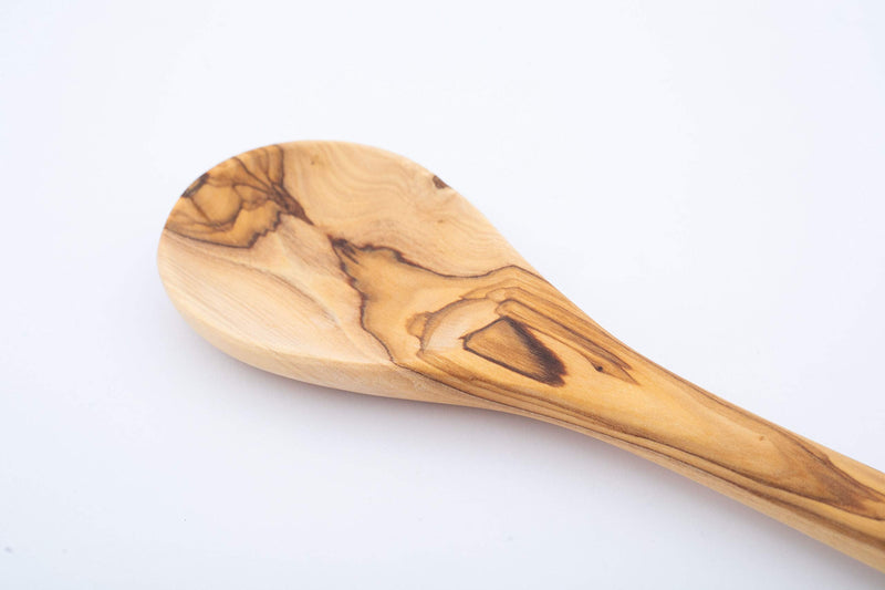 Handcrafted Olive Wood Cooking Spoon & Spatula (10 Inch Set of 2 Pieces) Carved by Talented Artists in Israel, Practical Wooden Utensils Last for So Long, Resistant of Scratch 10 Inch - BeesActive Australia