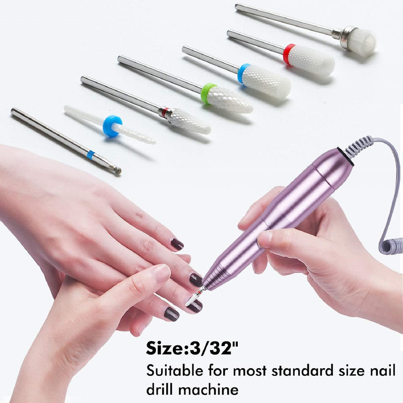 Ceramic Nail Drill Bits Set ECBASKET 7pcs 3/32 inch Diamond Carbide Nail Drill Bit for Remove Acrylic Gel Nails Cuticle Manicure Pedicure B-01 Ceramic Nail Drill Bits Set - BeesActive Australia