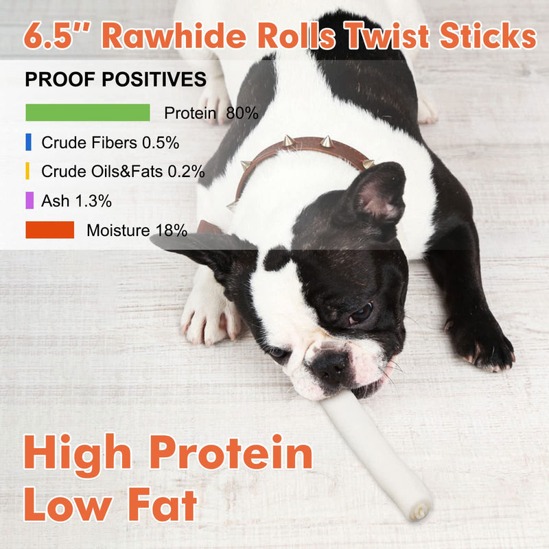 MON2SUN Dog Rawhide Rolls Twist Sticks 6.5 Inch Dog Chew Treats Natural Flavor for Puppy and Small Dogs 40 Count (Pack of 1) - BeesActive Australia
