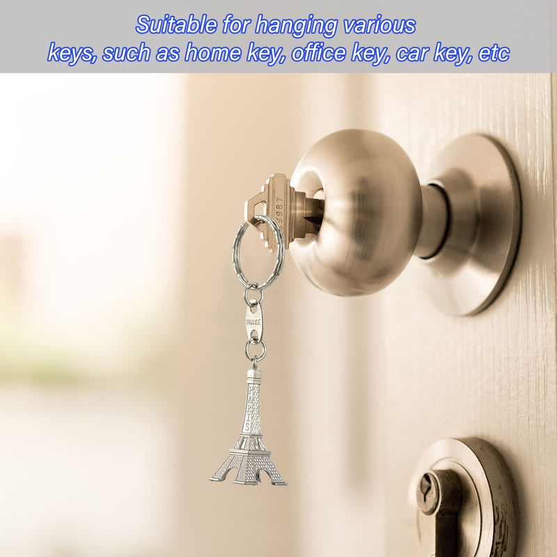 Junkin 30 Pieces Eiffel Tower Keychain Retro Keychain Decorations Purse Charms Statue Model Prom Keychain French Souvenirs Silver - BeesActive Australia