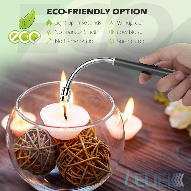 Candle Lighter, Upgraded USB Charging Arc Lighter with 360° Flexible Neck, Suitable Ignite Light Candles Gas Stoves Camping Cooking Barbecue Fireworks Flame Black - BeesActive Australia