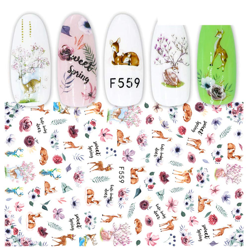 5 Sheets Animal Nail Stickers 3D Self-adhesive Nail Sticker Manicure Tip Decorations Bee Butterfly Flower Cat Deer Flamingo Designs for Kids Girls Summer DIY Nail Art Decoration - BeesActive Australia