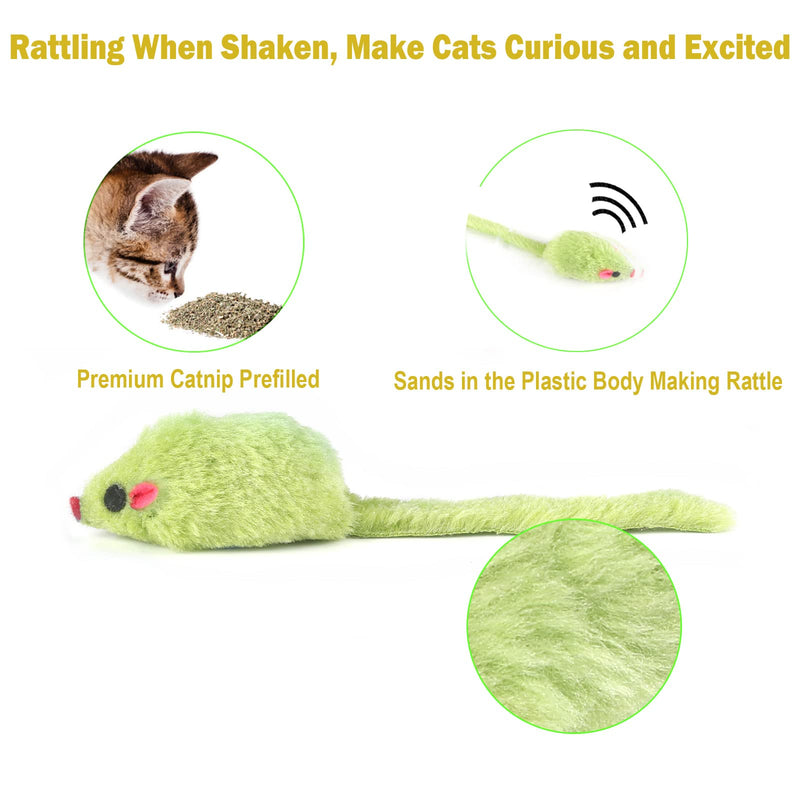 MeoHui Fur Mice Cat Toys, Rattling Catnip Cat Toys Mice, 5.5” Real Little Mice Size Cat Mouse Toys with Rattle Sound, Catnip Prefilled Cat Mice Toy for Indoor Cats Kitten Interactive Play Fetch 12PCS - BeesActive Australia