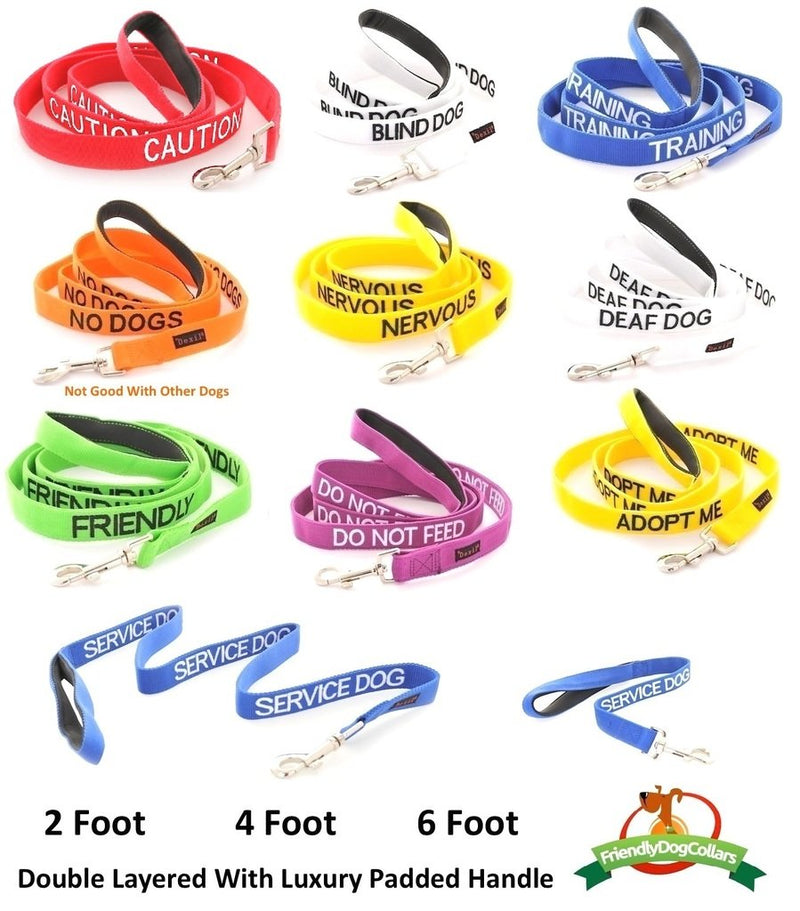 Dexil Limited Adopt ME Yellow Color Coded 2 4 6 Foot Padded Handle Dog Leash (New Home Needed) Donate to Your Local Charity 4 Foot Leash - BeesActive Australia