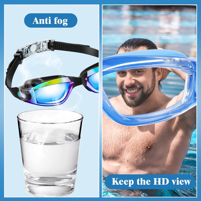 8 Pack Swim Goggles No Leaking Swimming Goggles for Adults UV Protection Pool Goggles Anti Fog Swimming Glasses with Waterproof Nose Clips and Earplugs for Men Women Youth Kids, Multicolor - BeesActive Australia
