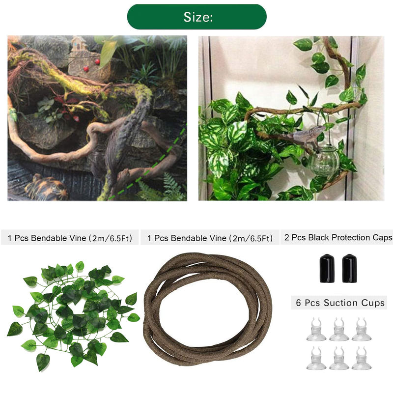 Woyrise Reptile Hideout Box with Sink Humidifier Help Your Pets Shedding Gecko Hide Cave& Jungle Vine Leaves Habitat Decor for Bearded Dragons Lizards Leopard Gecko Spiders Turtles and Snakes - BeesActive Australia