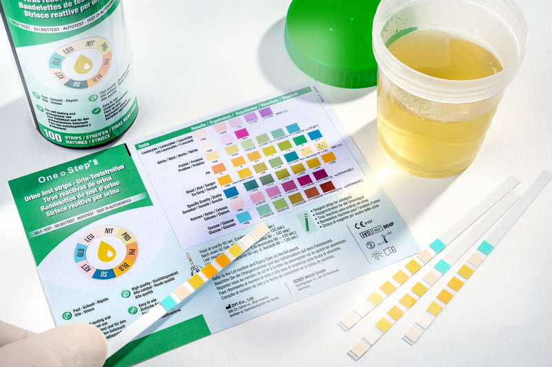 100 x Urine Test Strips for Infection Cystitis Testing Sticks, UTI, Nitrite, Leukocytes, 8 Parameter Urinalysis Multisticks - BeesActive Australia