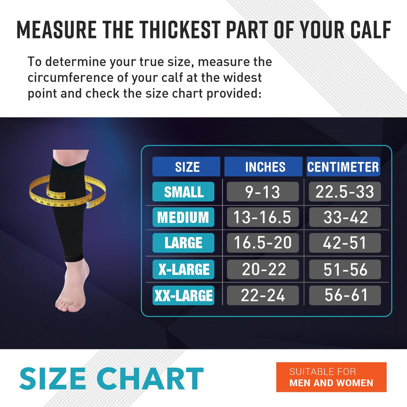 Calf Compression Sleeves for Men and Women - Footless Compression Socks Support for Varicose Vein, Nursing, Pregnancy, Running - PhysFlex Leg Sleeve Brace for Shin Splints, Pain Relief and Reduces Swelling (Black, Medium) Black - BeesActive Australia